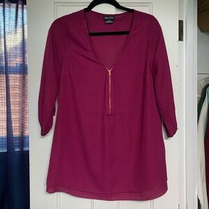 City Chic Women's Fuchsia Blouse with Zipper Detail